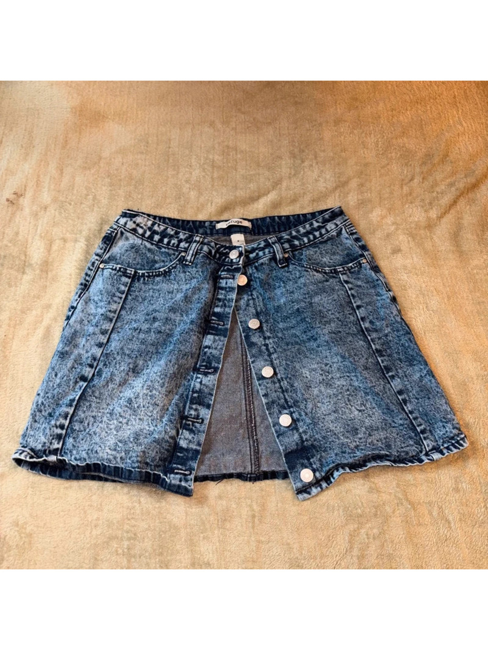 Acid Wash Style Button up Fall Jean Skirt